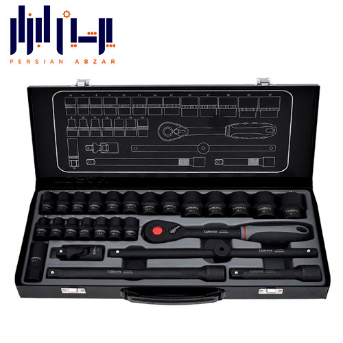 جعبه بکس 26 پارچه درایو 1/2 اینچ ساخت تایوان توسن کد T1252-26M
