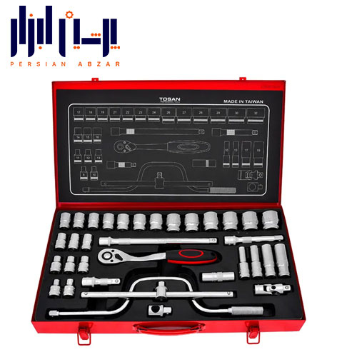 جعبه بکس 34 پارچه درایو 1/2 اینچ توسن کد T1252-34M ساخت تایوان