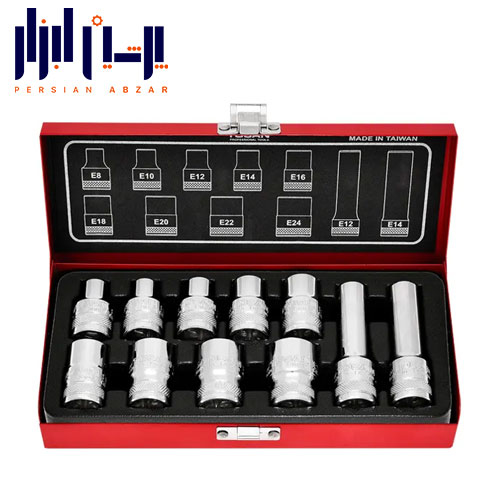 جعبه بکس E ستاره‌ای 11 پارچه درایو 1/2 اینچ توسن ساخت تایوان