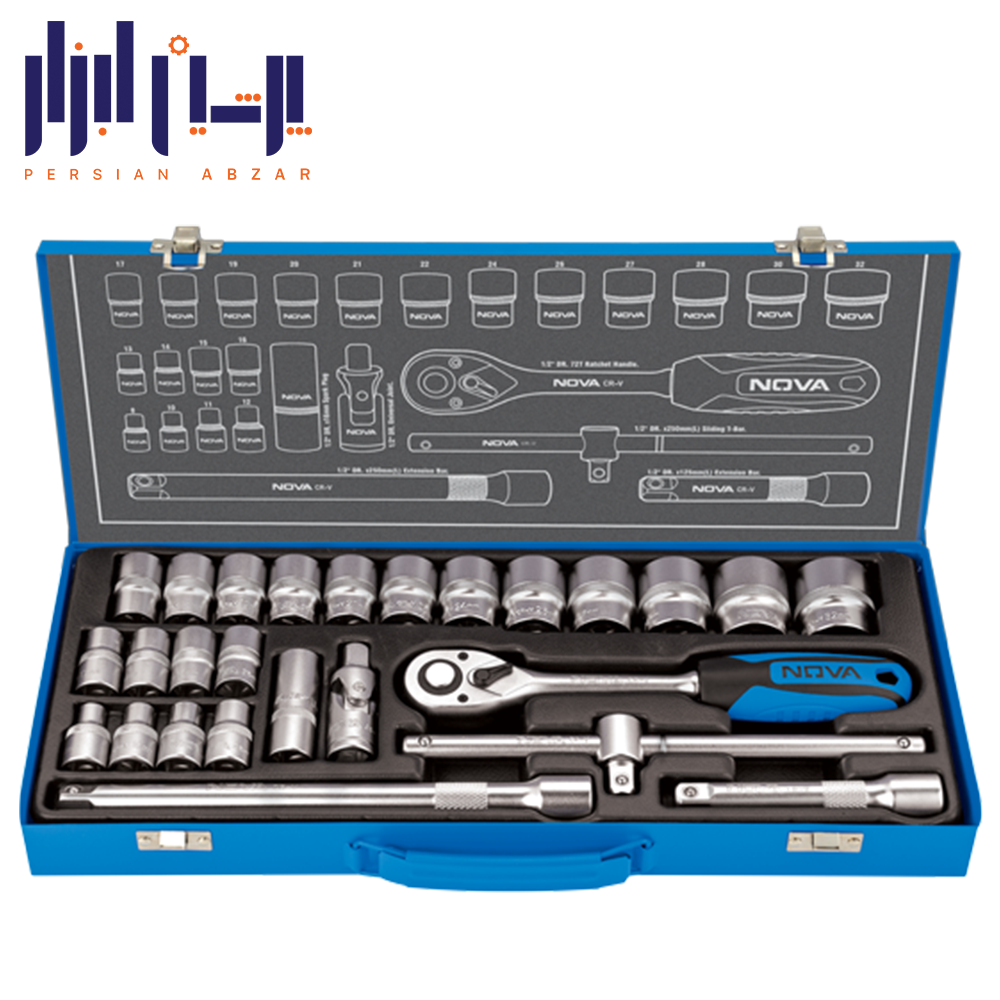 جعبه بکس 1/2 اینچ 26 پارچه نوا کد 6681