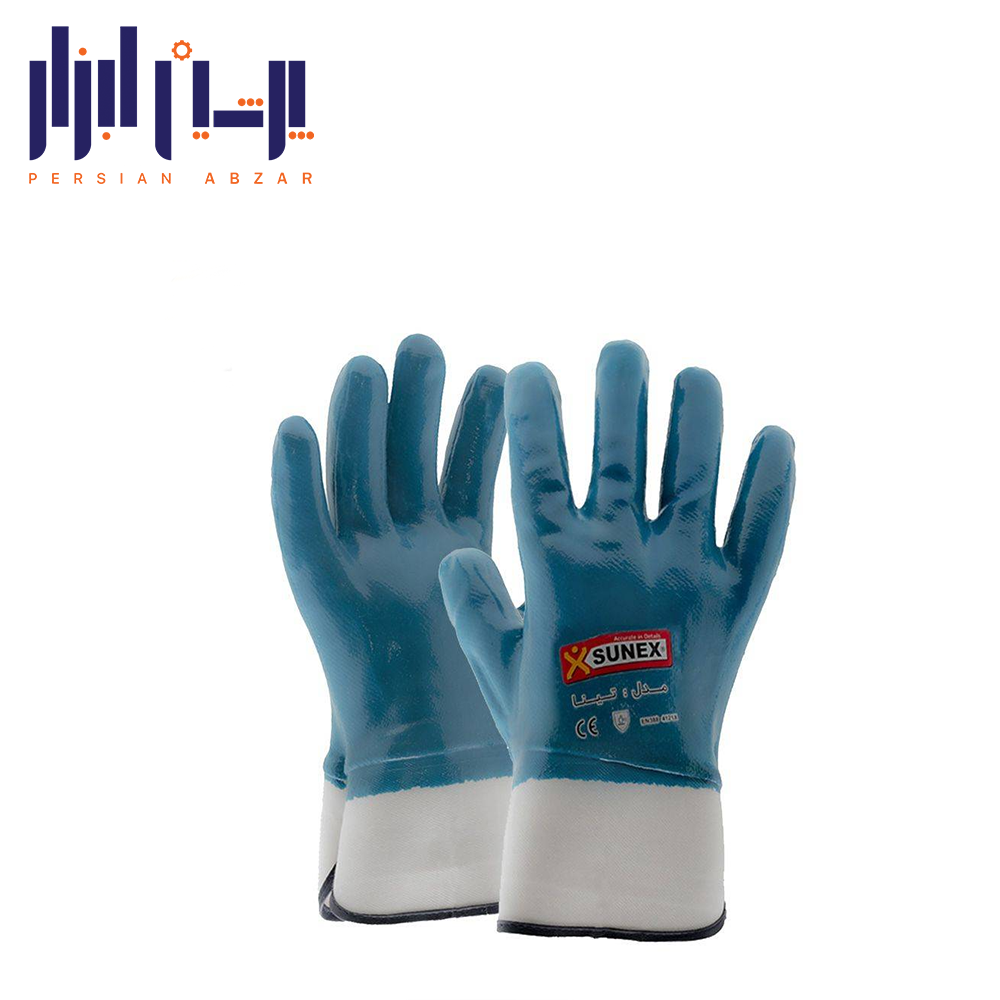 دستکش سانکس تینا مدل N1606 کتان با سر آستین محافظ تمام نیتریل