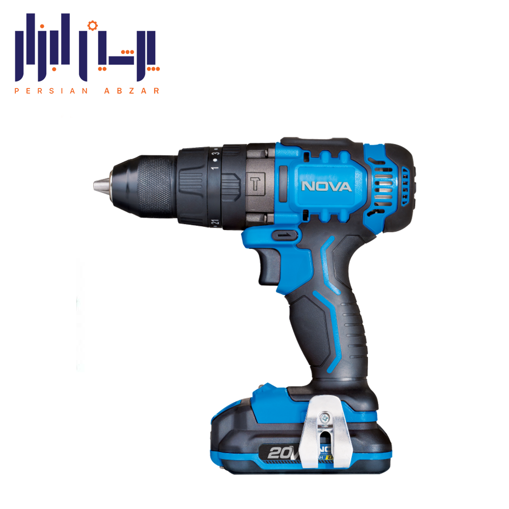 دریل پیچ گوشتی شارژی نوا 20 ولت دو سرعته چکشی 50 نیوتن متر مدل 7721