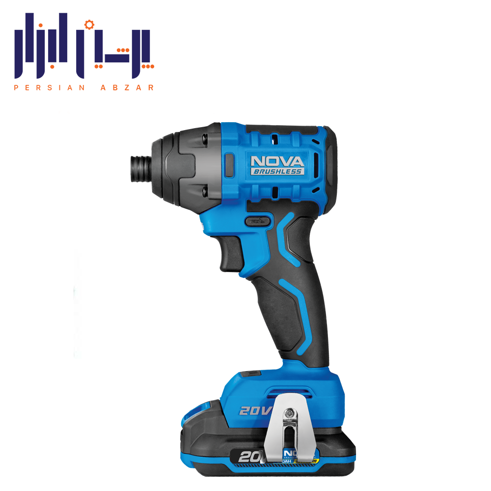 پیچ گوشتی شارژی 20 ولت براشلس ضربه ای سه سرعته 200 نیوتن نوا مدل 7730