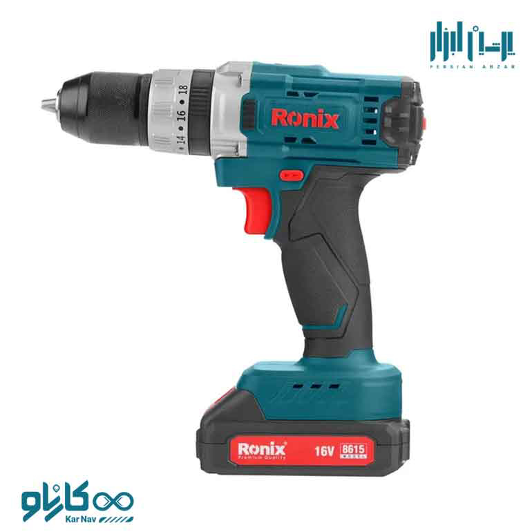 دریل شارژی لیتیوم 16 ولت چکشی رونیکس کد 8615