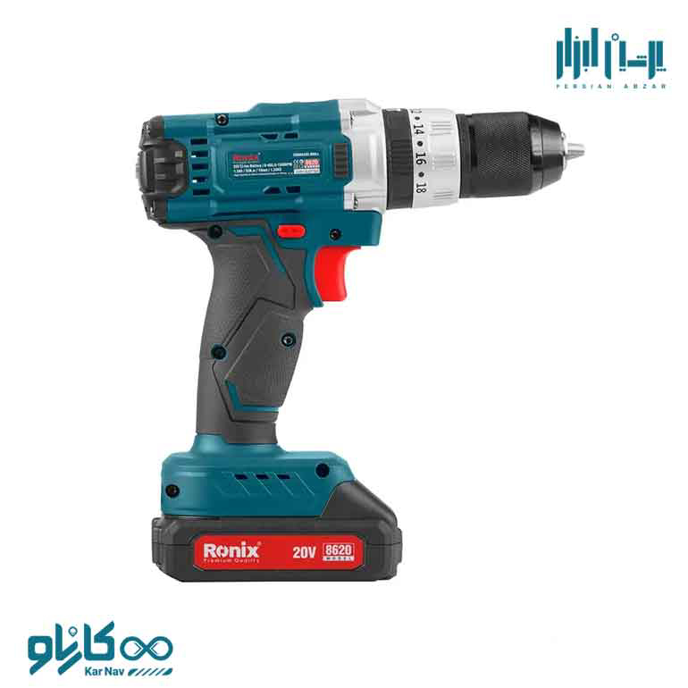 دریل شارژی لیتیوم 20 ولت چکشی رونیکس کد 8620