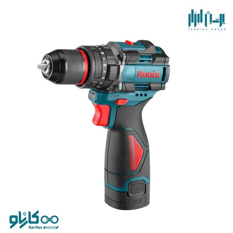 دریل شارژی 16ولت براش‌لس 10 میلی‌متر رونیکس کد 8669