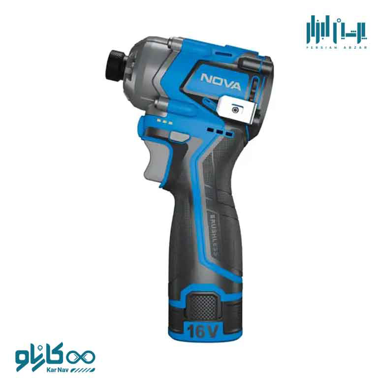 پیچ گوشتی شارژی 16 ولت براشلس ضربه ای سه سرعته نوا کد 5515