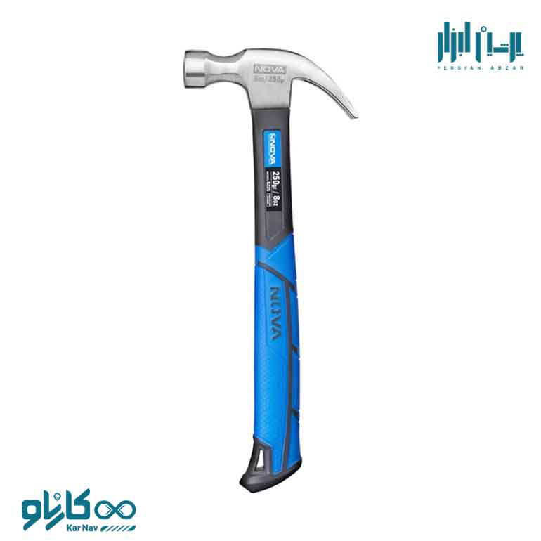 چکش دو شاخ 250 گرم با دسته فایبرگلاس نوا کد 6225