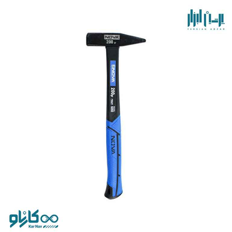 چکش مهندسی 200 گرم با دسته فایبرگلاس نوا کد 6202