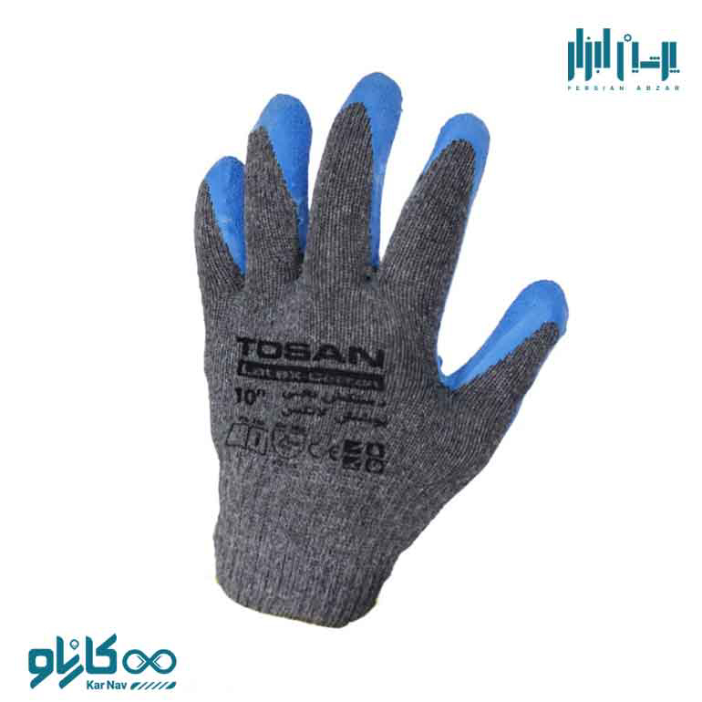 دستکش صنعتی نخی لاتکس ضد برش توسن کد  TDP-CL10N