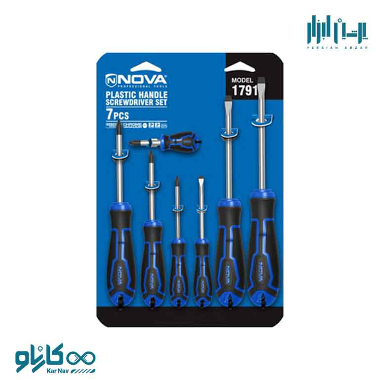 ست پیچ گوشتی دسته پلاستیکی 7 عددی نوا کد 1791
