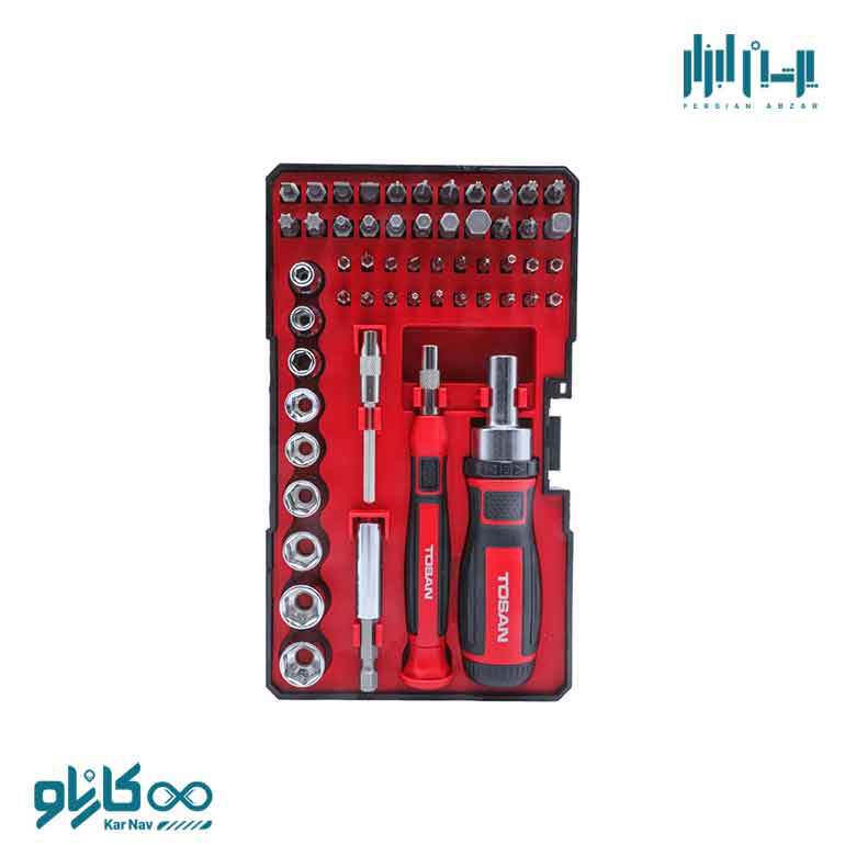 ست پیچ گوشتی معمولی و ساعتی و بکس 55 عددی توسن کد t4820k